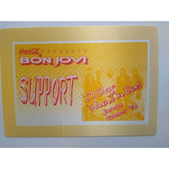 Bon Jovi Backstage Concert Pass Original 1993 Hard Rock Music Europe Summer Tour - Picture 2 of 3